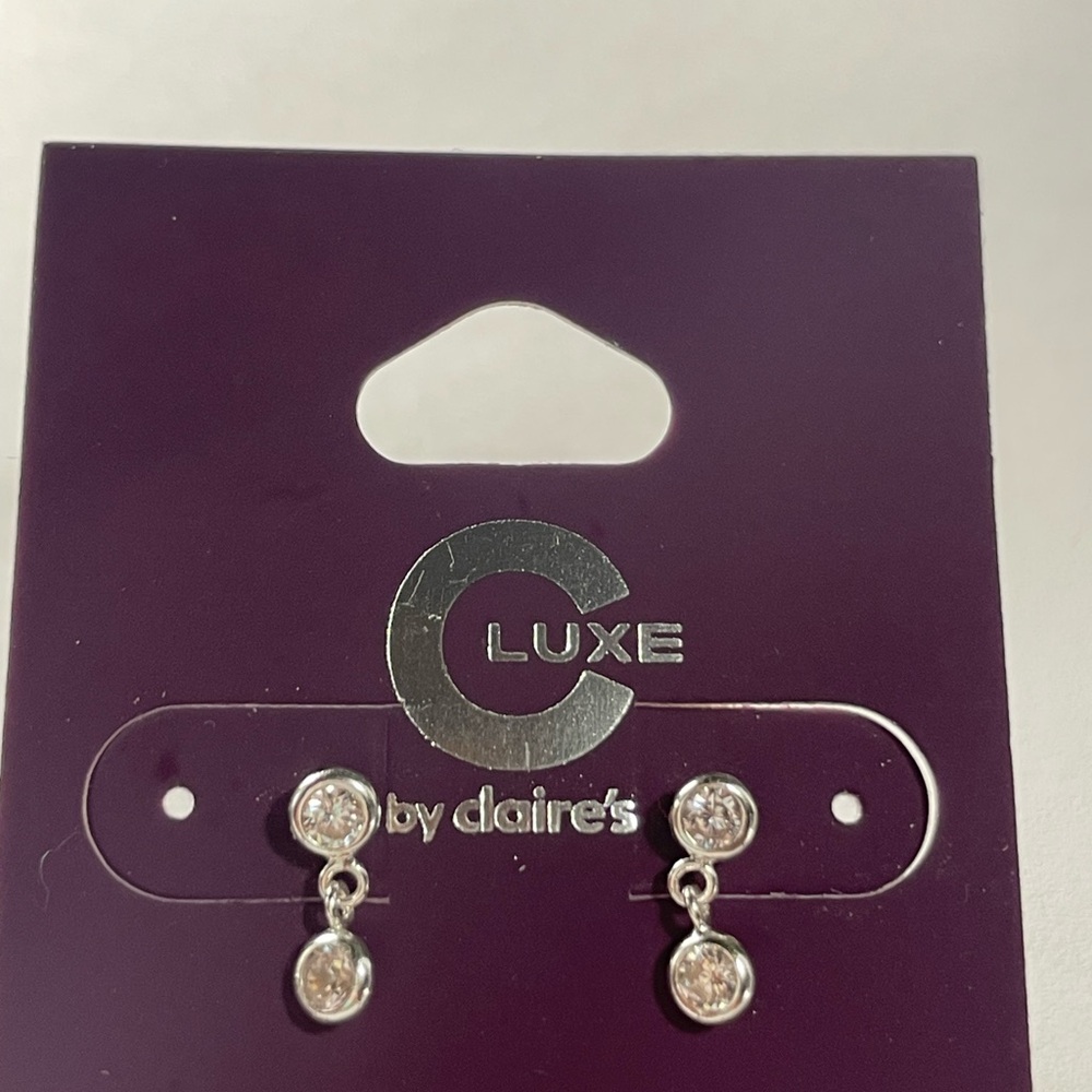 Dainty STERLING SILVER CZ dangle earrings Hypoallergenic-Tarnish free